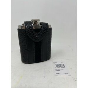 NWT Coach Hip Flask Varsity Stripe F22537 Buffalo Embossed Black Calf Leather